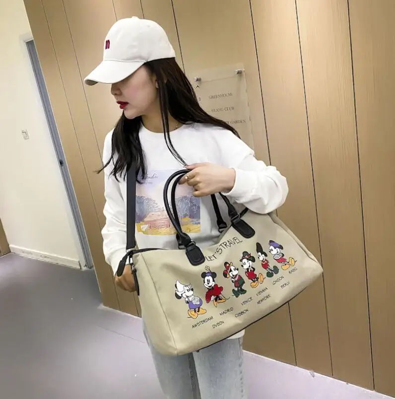 Disney Mickey Minnie Outdoor Mickey Mouse Cartoon Cute Canvas Bags Women New Large Capacity Single Shoulder Messenger Bag