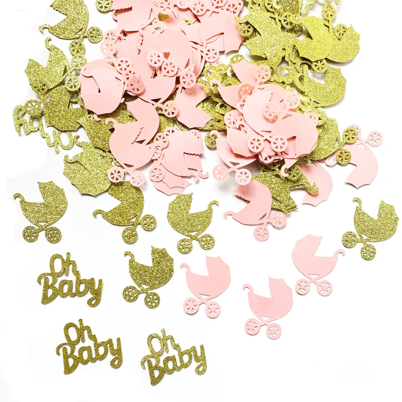 100Pcs Baby Carriage Confetti Glitter Oh Baby Gender Reveal Pink Blue Its A Girl Boy Table Confetti for Baby Shower Party Decor