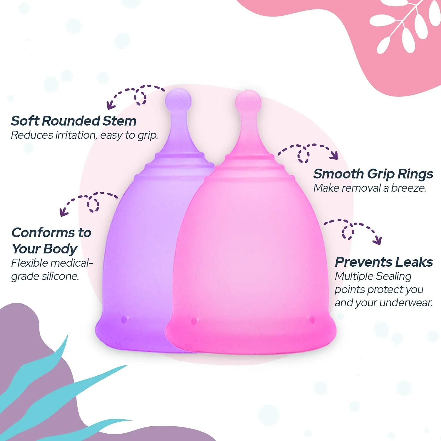 Menstrual Cup Cleaner Sterilizer With 2PCS Silicone Menstrual Cup High-Temperature Steamer Kill 99.9% of Germs Hygiene for Women