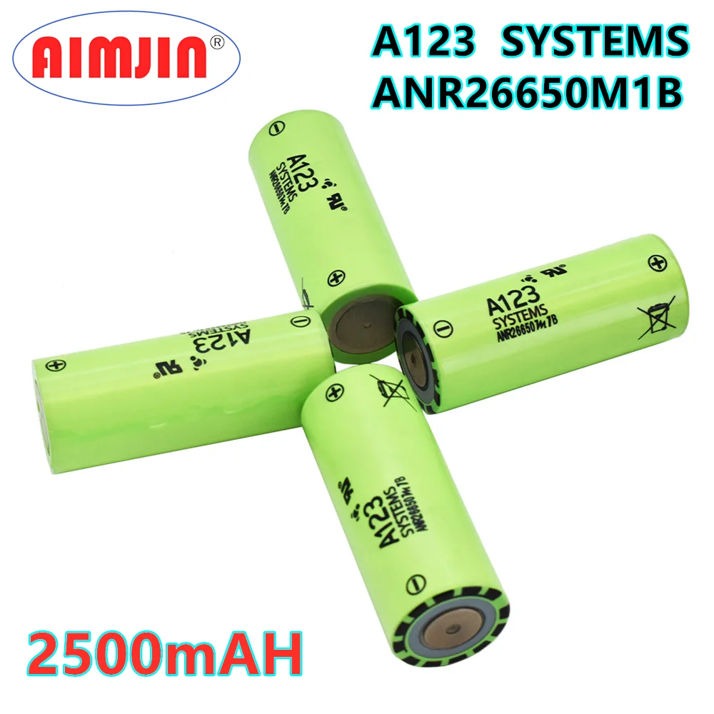 Newest A123 26650 Rechargeable Battery M1B 26650 2500mah 70a 3.7v Li-ion High Discharge Battery Free shipping