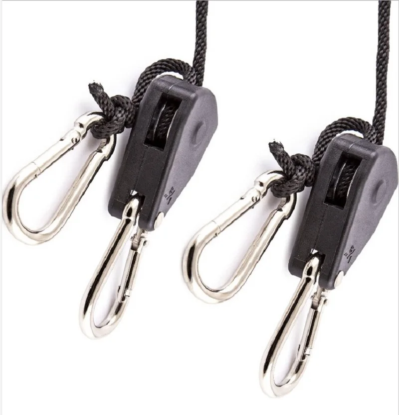 1/8 Inch Adjustable Heavy Duty Rope Ratchet Hanger with 2m PP Rope for Hanging Reflectors, Light Fixtures, Carbon Filter,1 Pair