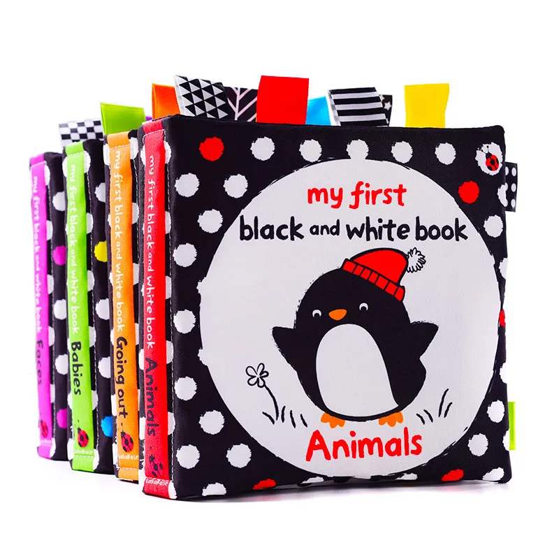 Black and White Book For Book Educational Montessori Soft Cloth Book Sensory Development Baby Books Baby Toys 0 12 Months