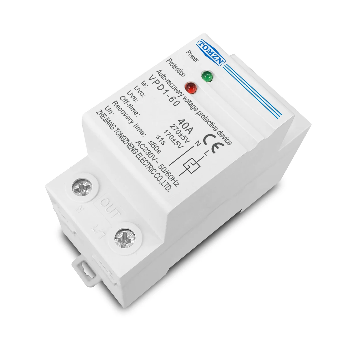 40A 230V Din rail automatic recovery reconnect over voltage and under voltage protective device protector protection relay