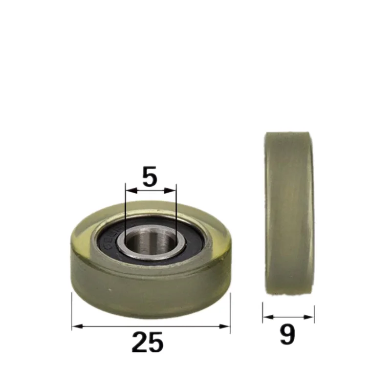 10pcs/50pcs 5*25*9mm Polyurethane PU 625RS Drawer Showcase Low Noise Roller Bearing Friction Pulley 5x25x9mm