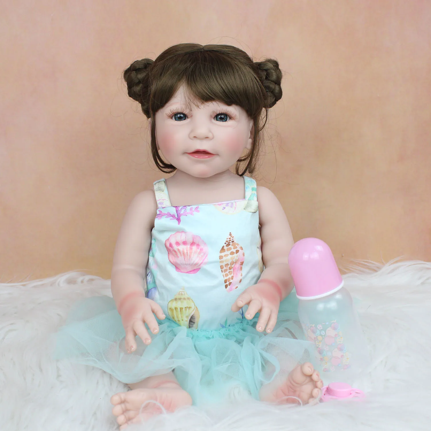 

48 CM Full Silicone Body Reborn Baby Doll Toy For Girl 19 Inch Vinyl Bebe Dress Up Birthday Gift Kid Bathe Play House Toy