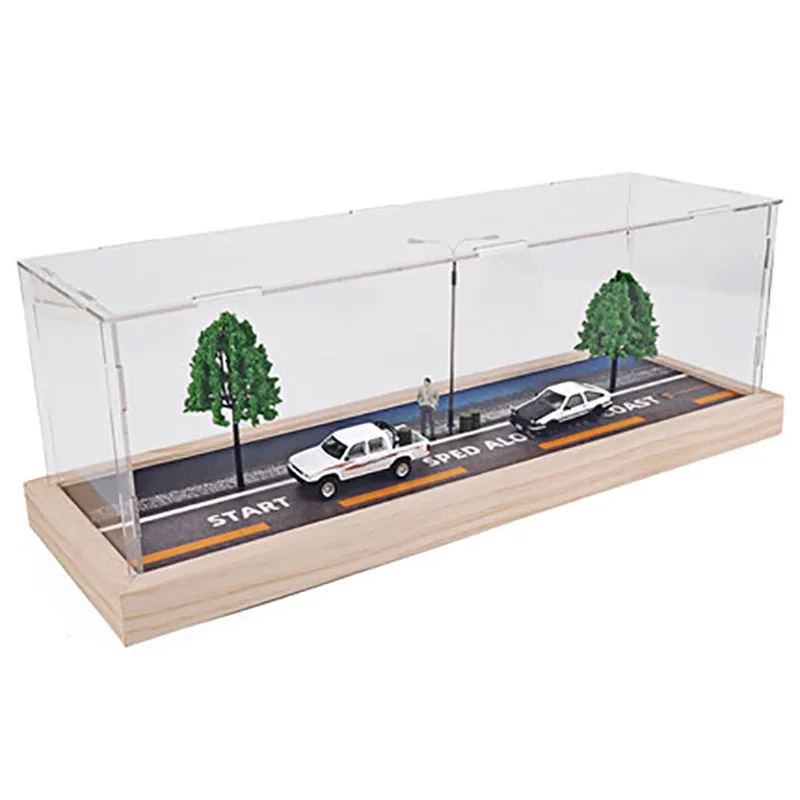 Simulation 1/64 Car Model Highway Scene Display Box Car Model Acrylic Dust-proof Adult DIY Decoration Gift Collection Boy Toys