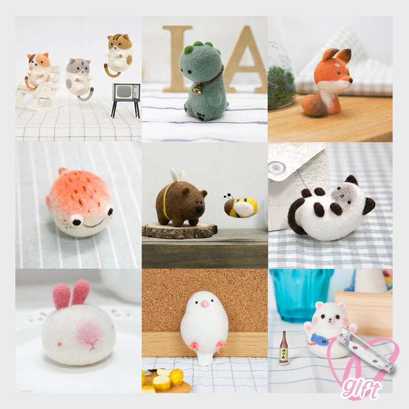 Unfinished animal wool felt material package diy handmade toys to kill time toy gifts wool poke non-finished products