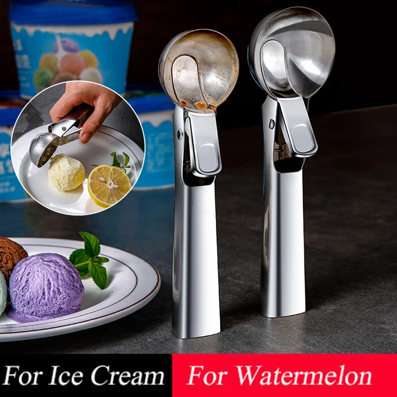 1pc Stainless Steel Ice Cream Scoop Ice Ball Maker Watermelon Spoon Frozen Yogurt Cookie Dough Meat Balls Ice Cream Spoon Tools