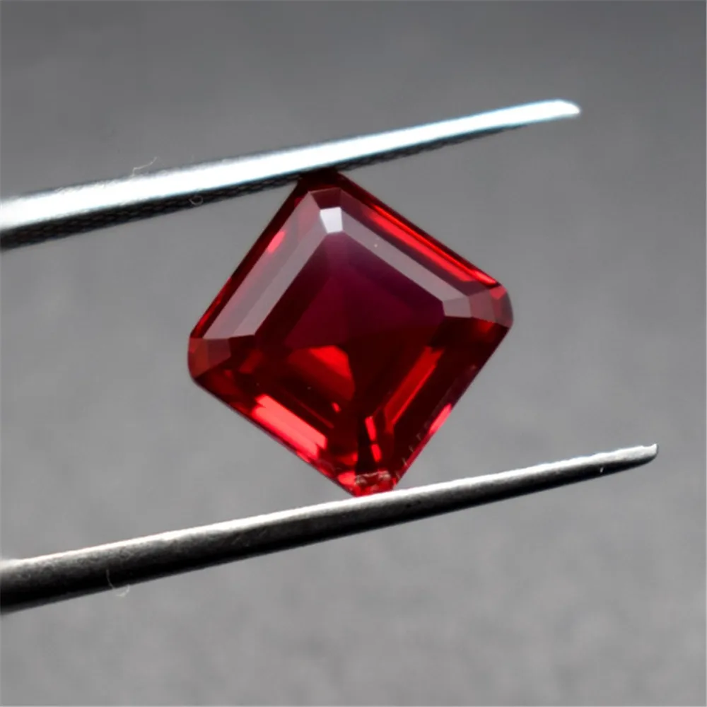 

Grade AAA Cutting Ruby Square Faceted Gemstone Square Emerald Cut Dark Blood-red Ruby Gem Multiple Sizes to Choose C38R