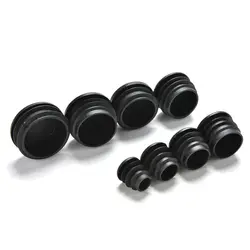 20pcs Black Plastic Blanking End Caps Round Pipe Tube Cap Insert Plugs Bung For Furniture Tables Desks Chairs Protector