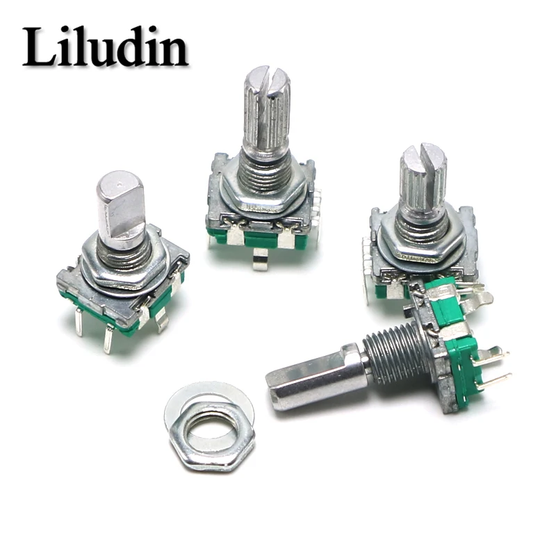 5PCS 20 Position 360 Degree Rotary Encoder EC11 w Push Button 5Pin Handle Long 15/20MM With A Built In Push Button Switch