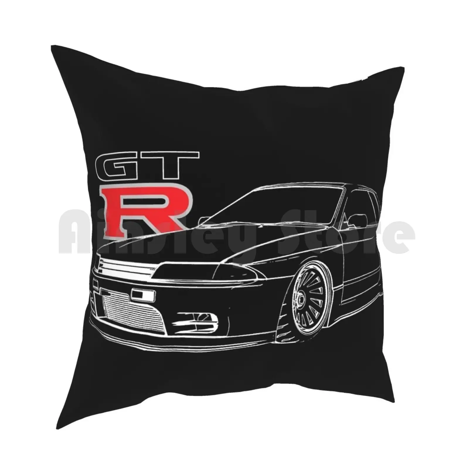 Gtr R32 Skyline Line Graphic Racing Pillow Case Printed Home Soft Throw Pillow Nissian Skyline R32 R33 R34 R35 Gtr V