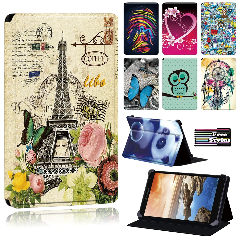 Tablet Cover Case for Lenovo Tab 8/Tab(A8-50 A5500/S8 - 50)/A7-(30 A3300/50 A3500)/Thinkpad Tablet 2/Yoga (Book/Tab 4 Plu) + Pen