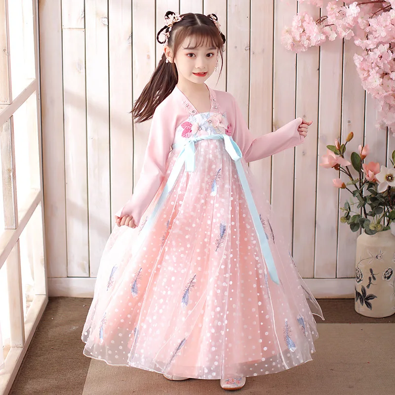 

2020 Girls Hanfu Fairy Flowy Skirt Children'S Dress Spring Autumn Super Fairy Ancient Style Starry Chinese Style Casual Hanfu