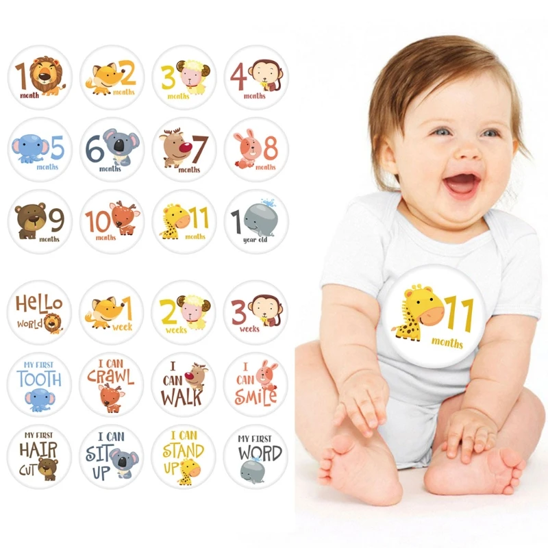 12 Pcs Month Sticker Baby Photography Milestone Memorial Monthly Newborn Kids Commemorative Card Number Photo Props Accessories