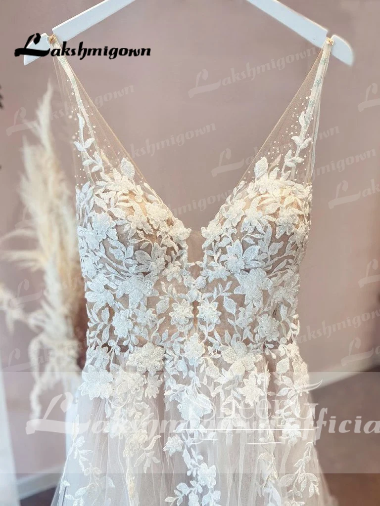 Roycebridal-Robe de Mariée en Tulle, Ligne A, Style Boho, Dos Ouvert, Corsage en Dentelle