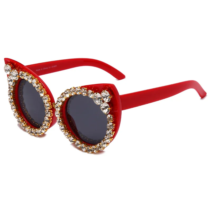 western style cat-eye diamond-encrusted sunglasses personality drill  women's sunglasses trend sunglasses