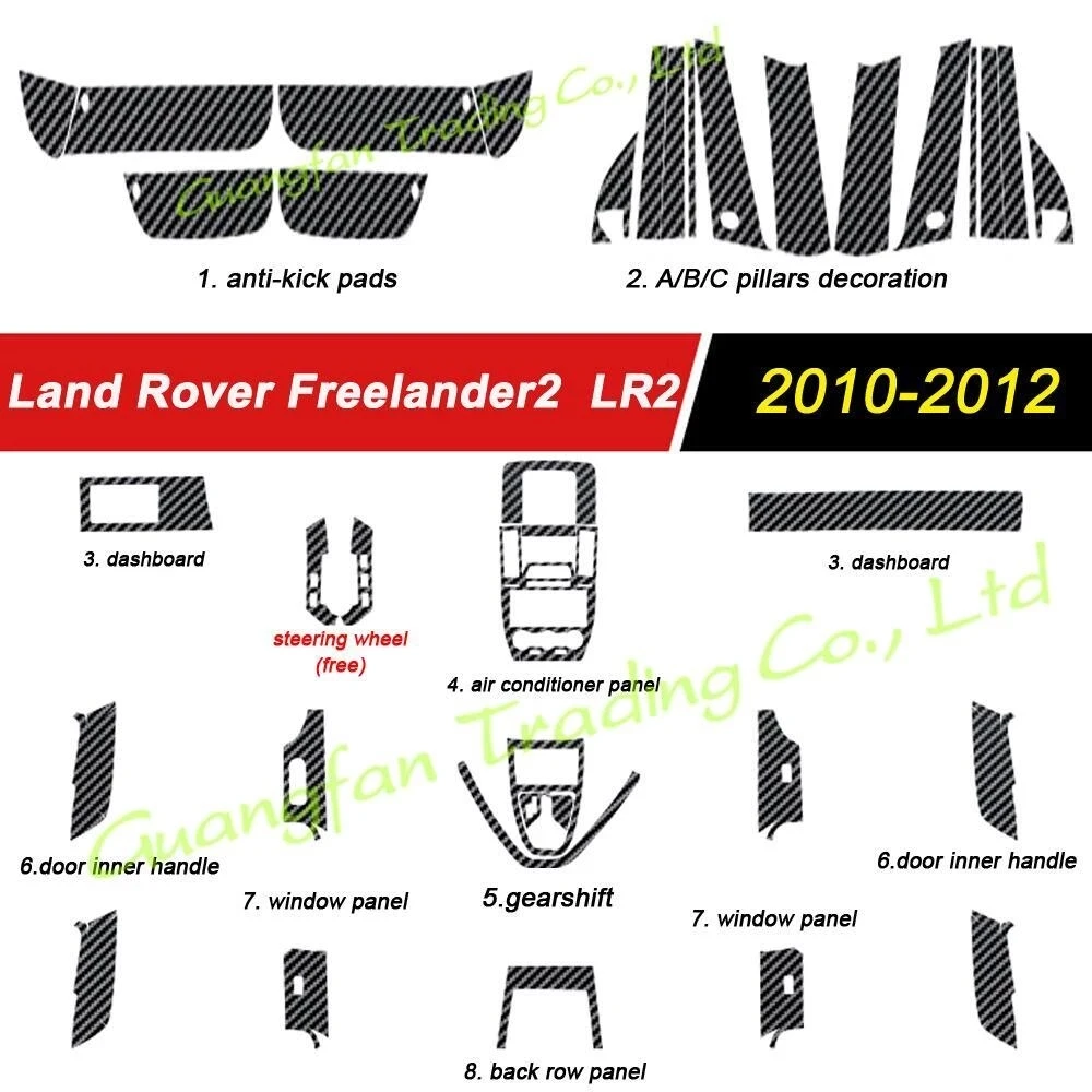 For Land Rover Freelander 2 LR2 Year 2010-2015 3D/5D Carbon Fiber Car Inner Trim Cover Interior Sticker Decorative Accessories