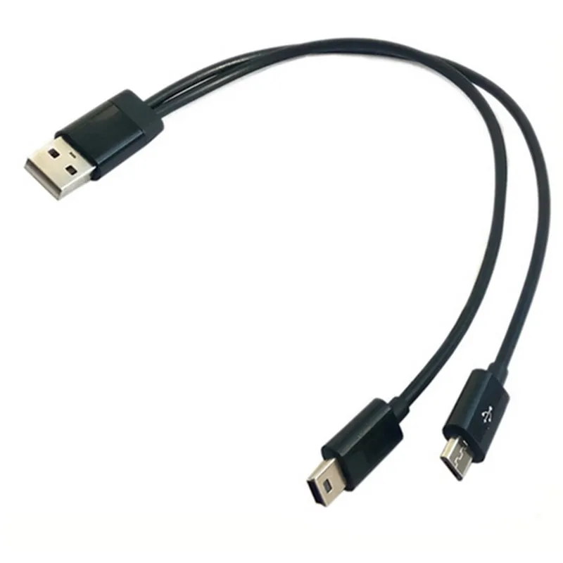 USB 2 in 1 Cable Mini-usb Mini USB & micro usb 2.0 Micro-USB 5 pin connector Y Cable for charge and data sync 25cm