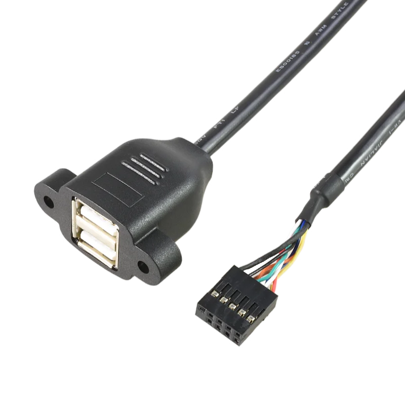 

Новый стиль Dupont 10Pin/9Pin Женский на двойной USB тип A Женский удлинитель данных с отверстиями для винтовых панелей