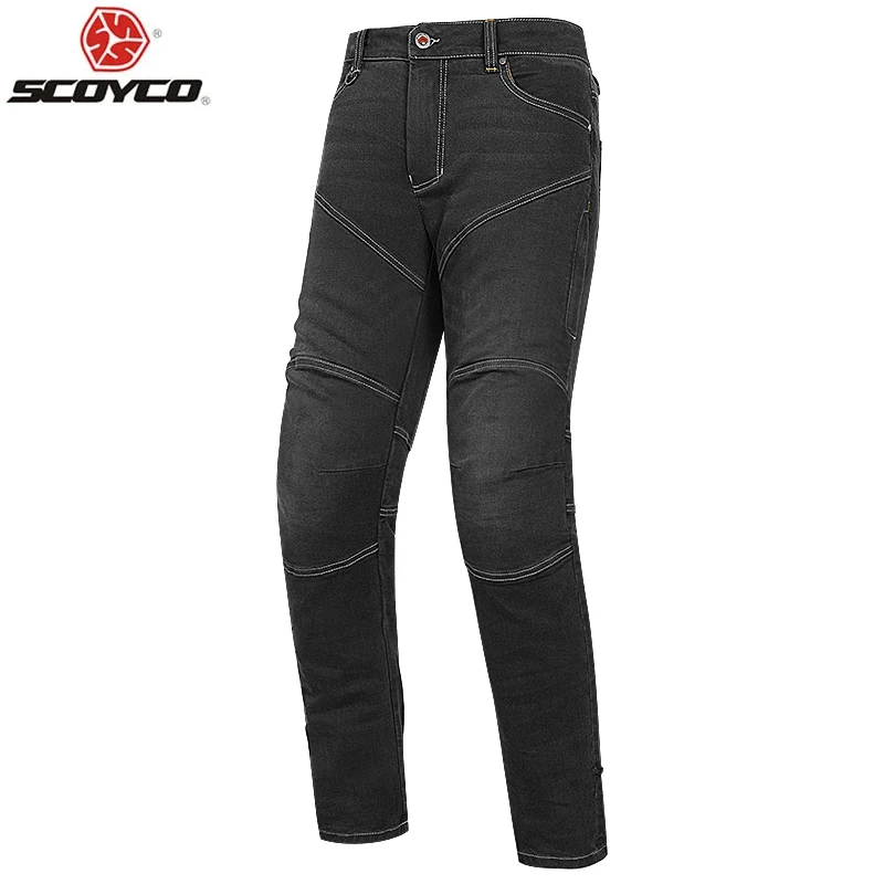 SCOYCO Retro Motorcycle Pants Men Summer Breathable Moto Jeans Motobiker Motocross Riding Pants Have CE Knee Protective, P075-2