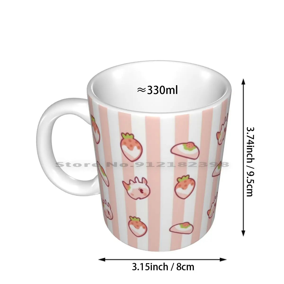 Animal-Merengue Ceramic Mugs Coffee Cups Milk Tea Mug Animal Animal Merengue Rhyno Strawberry Meringue Shortcake Pastry Pattern