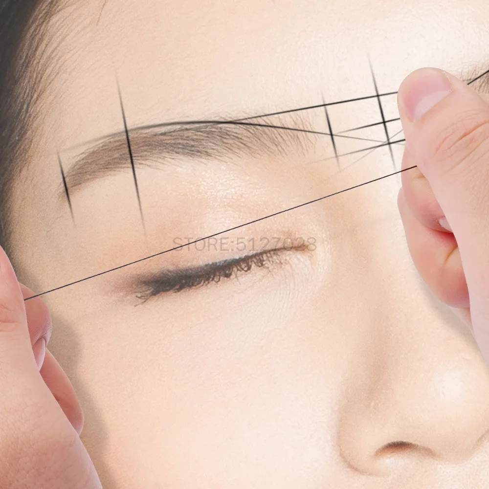 Weiß Mapping Pre-tinte String Für Microblading Machen Up Färben Liner Gewinde Semi Permanent Positionierung Augenbraue Messung Werkzeug