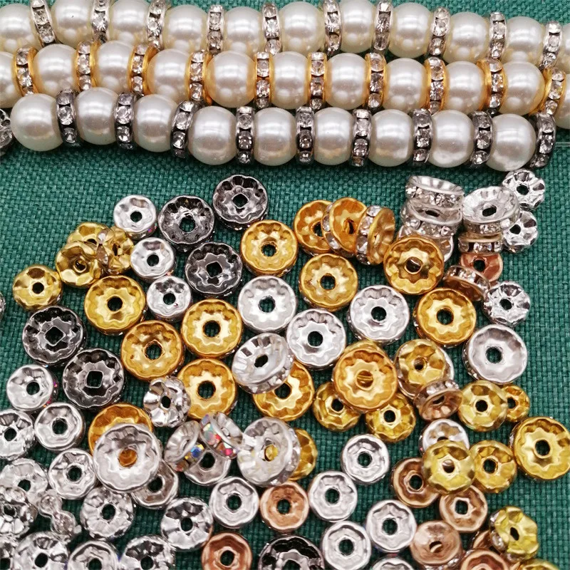 500pcs 6/8/10mm Rhinestone Rondelles Crystal Spacer Beads For Jewelry Making Accessories Diy Necklace Jewelry Findings Supplies