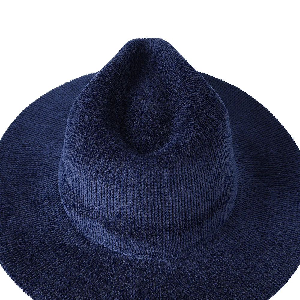 Chenille Fedora Hat Pure Color Thick Material Jazz Hat Fedora Hat Navy Blue Jazz New Winter Hat Wholesale шапка женская