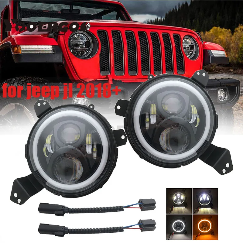 9 Inch LED Headlights Projection Headlight Kit for Jeep Wrangler JL 2018 2019