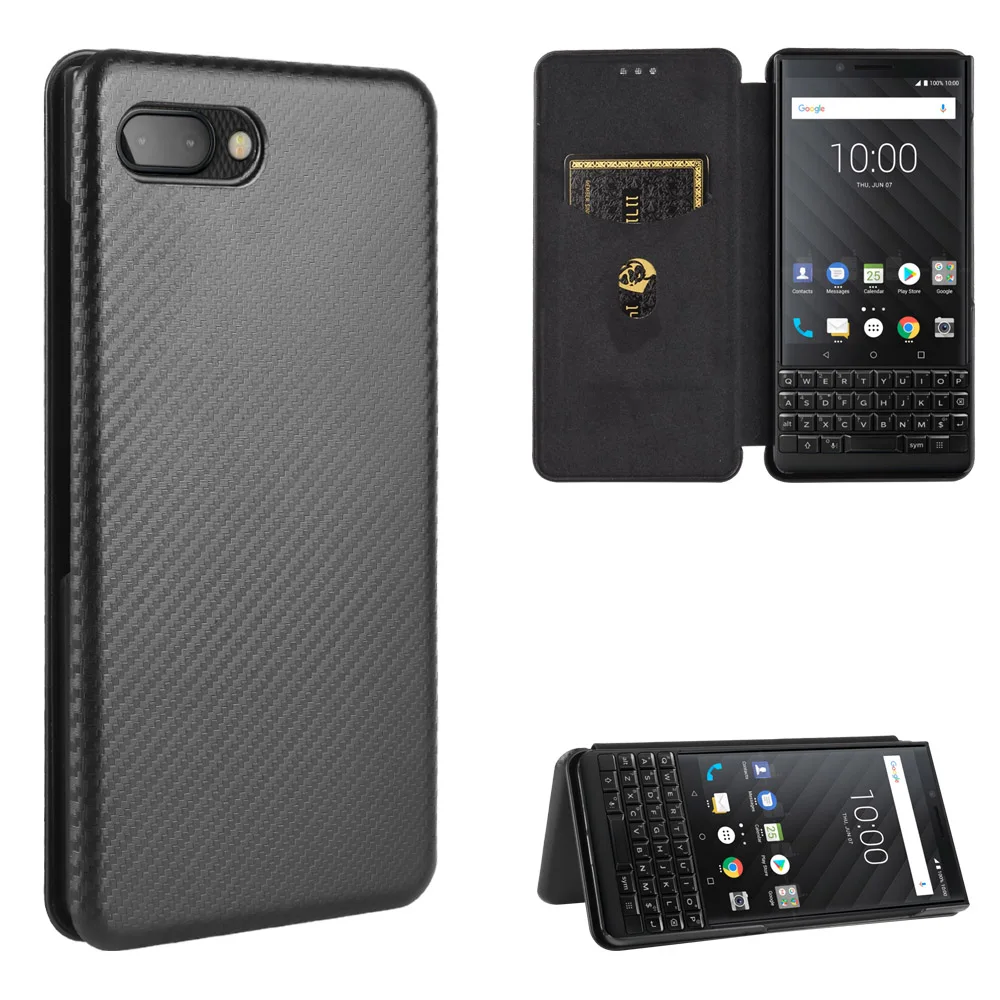 For BLACKBERRY KEY2 Case Carbon Fiber Flip Leather Case For BLACKBERRY KEY 2 KEYTWO KEY TWO BBF100 Case Cover 4.5 inch