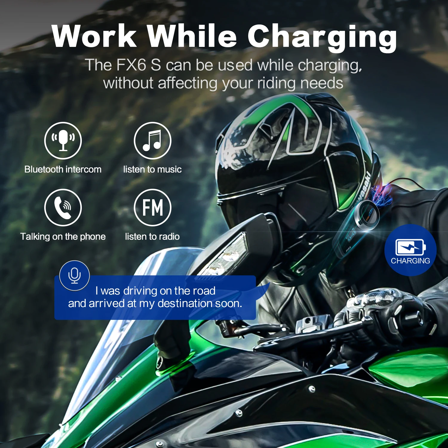 Fodsports FX6S Helmet Bluetooth Intercom Motorcycle Helmet Headset 6 Rider BT 5.0 Interphone with FM Radio,OLED Screen