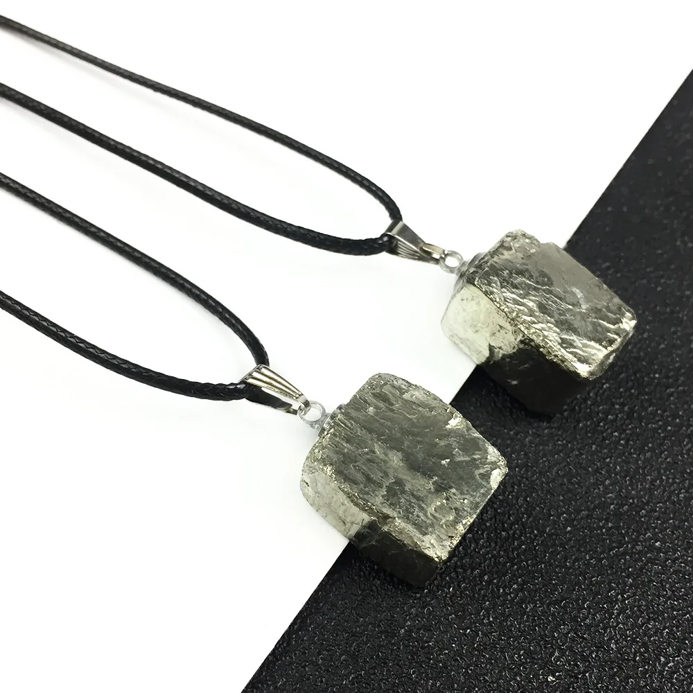 Natural Pyrite Pendant Irregular Shiny Ore Mineral Fool's Stone Iron Rough Specimen Gem Pyrite Necklace DIY Ornament