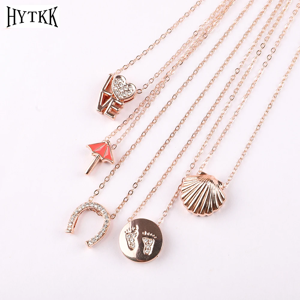 Japan and South Korea Harajuku necklace street personality hip hop Rose Gold Umbrella LOVE Sea Animal Footprints Girl Child