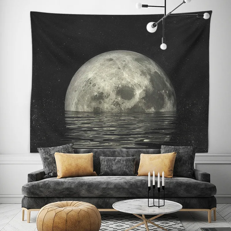 

Modern personality of black water on the moon, decorative tapestries, wall hanging, beach towels, shawls