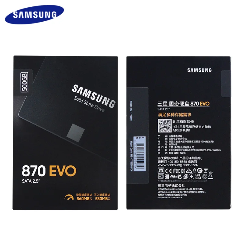 Imagem -05 - Samsung-disco de Estado Sólido Interno Disco Rígido Sata 870 Evo 1tb 2tb 4tb Ssd500gb 250gb 25 Sata Laptop Desktop pc