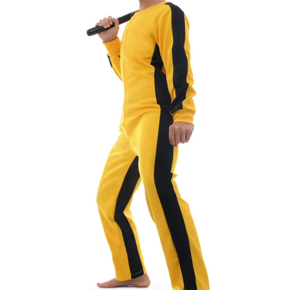 Setelan Game Of Death Jumpsuit Artis Bela Diri Kuning Baju Seragam Kung Fu Tiongkok Pakaian Olahraga Cosplay Film Pertarungan Halloween