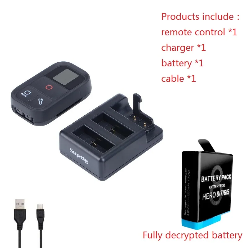 for Gopro hero 8 7 6 Battery 3 Way USB 3 Slots Battery Charger WiFi Remote Control Charger for GoPro Hero5/4 Remote Fully Decode