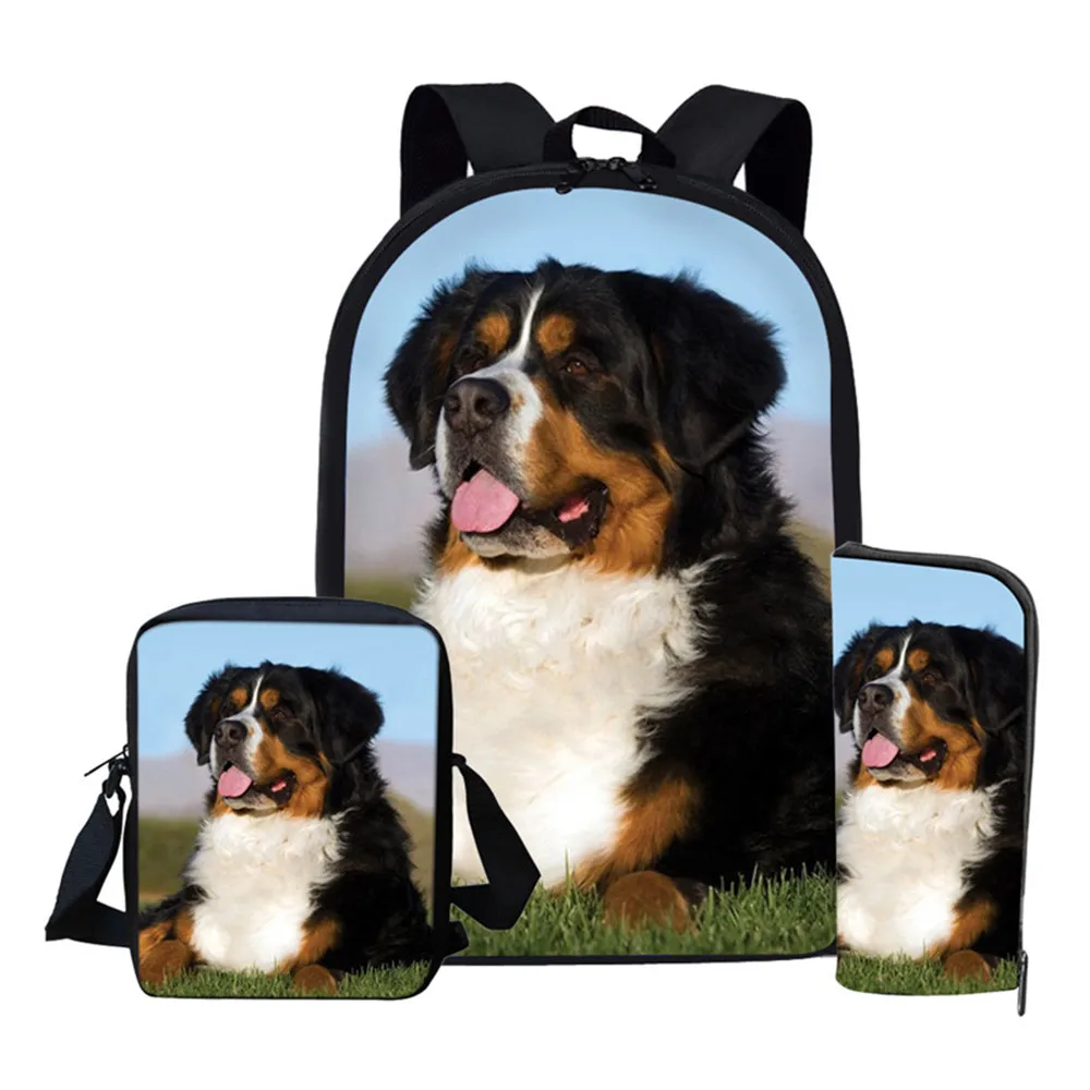 Kinder-Schultaschen-Set, 2025, Berner Sennenhund-Aufdruck, Rucksack für Jungen, Mädchen, Schultaschen, Geschenk, Kinderrucksäcke, Mochila, Schule