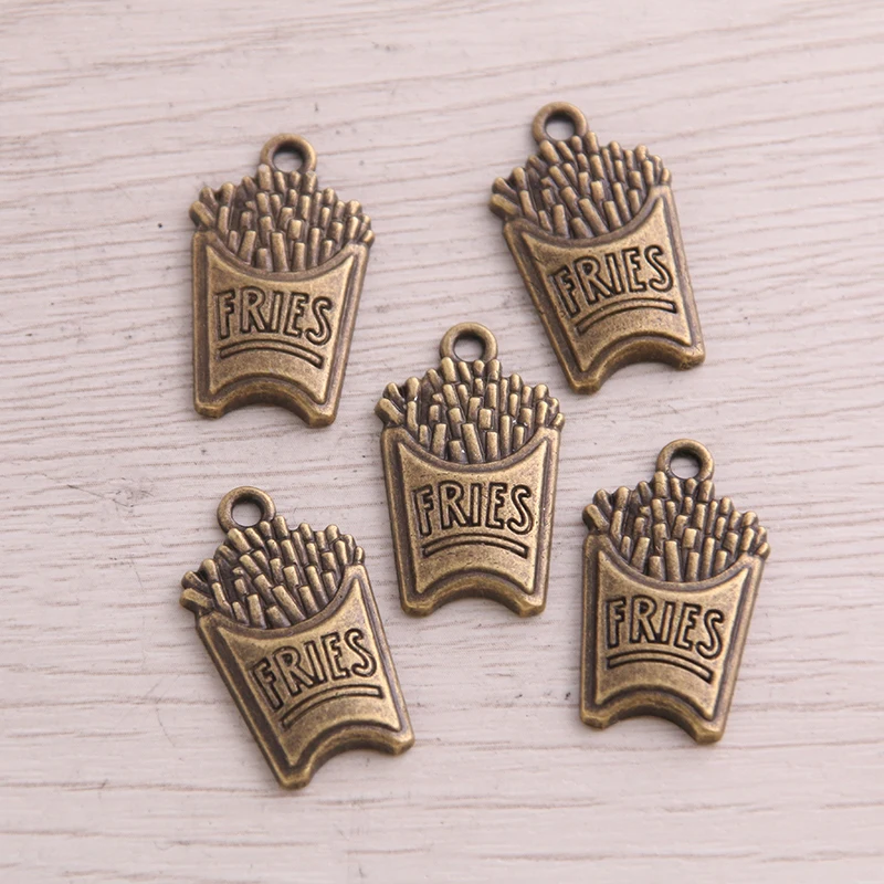 40pcs 15x25mm Vintage   French Fries Charms Alloy Pendant For DIY Making Bracelets Necklace