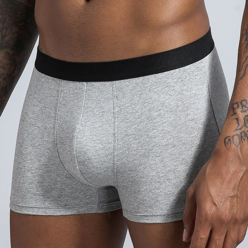 Ropa interior de algodón para hombre, calzoncillos cortos, lencería Sexy, bragas transpirables, diseño convexo en U