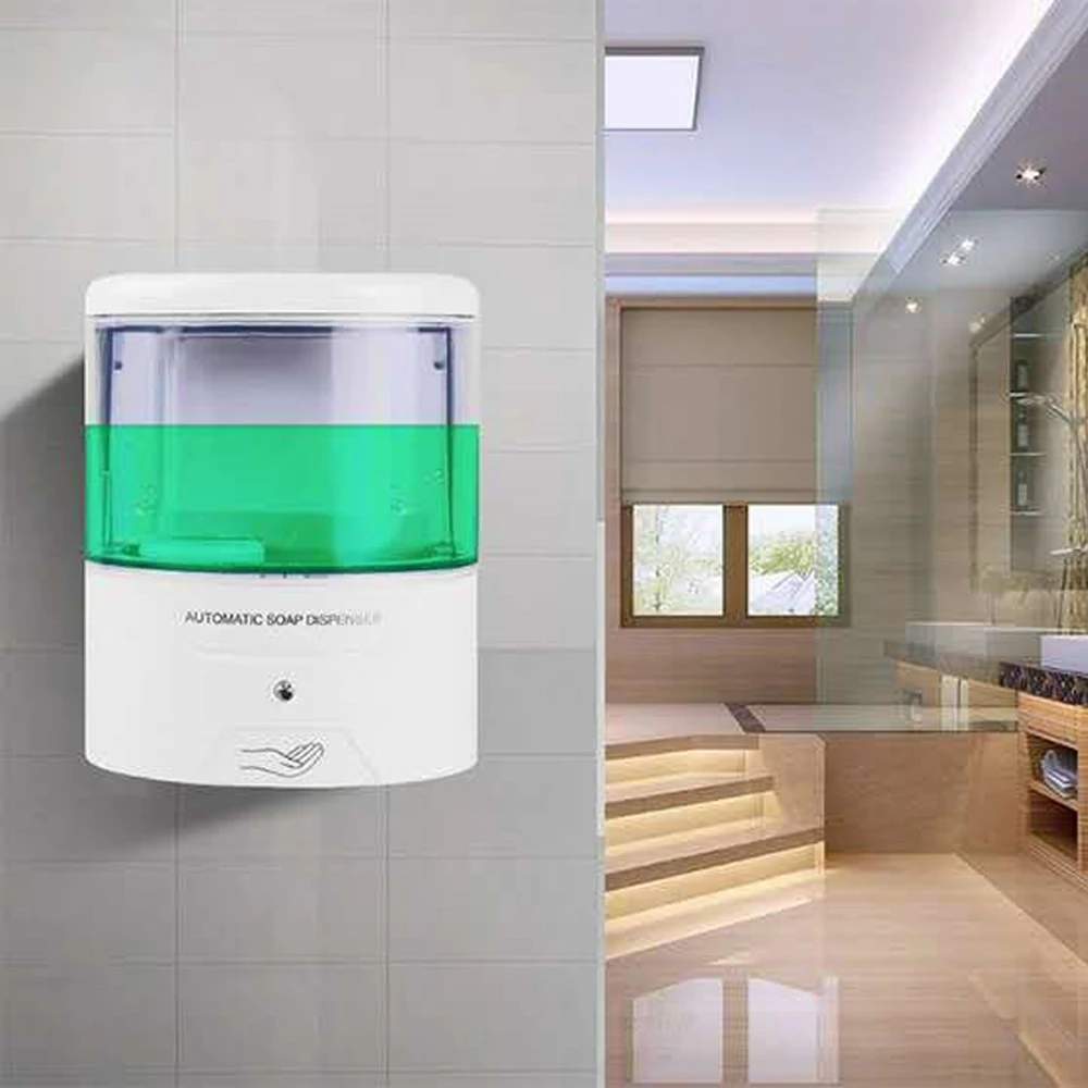 White Wall-Mounted 600ml Automatic Smart Sensor Liquid Bathroom Soap Dispenser For Kitchen Hand Free Automatic Soap Dispenser