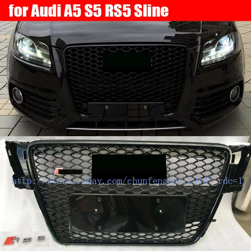 HONEYCOMB SPORT MESH RS5 STYLE HEX GRILLE Front GRILL BLACK FOR AUDI A5/S5 B8 8T 2008 09 10 11 12 13 14 15 16 17 18 19 2020