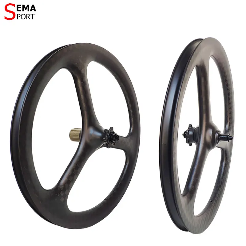 Carbon Wheels SEMA 20inch406 tri-spoke carbon wheelset disc front & rear wheel for birdy bike or folding bike road bike