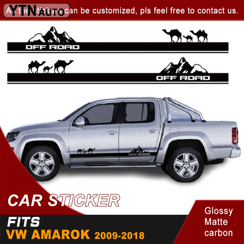 

Наклейки на автомобиль для VW Amarok 2009-2019, наклейки в полоску для внедорожника, горного цвета, на дверь верблюда, на боковую юбку, Самовывоз на багажник автомобиля, 2 шт.