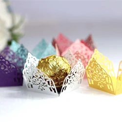50pcs Laser Hollow Ferrero Chocolate Decorative Box Wedding Festival Celebration Party Cafeteria Desktop Decoration Candy Box