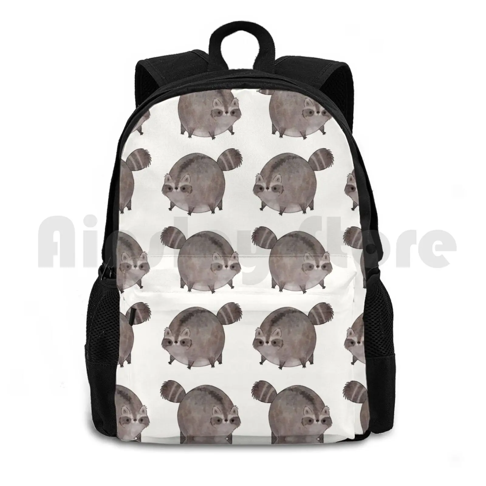 Chubby Trash Panda Outdoor Hiking Backpack Waterproof Camping Travel Cute Fat Raccoon Adorable Round Thicc Kawaii Top Trend