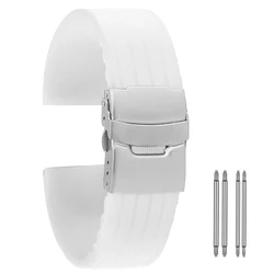 White Silicone Watch Strap 18mm 20mm 22mm 24mm pasek do zegarka Durable Waterproof Bracelet Watch Band cinturino orologio