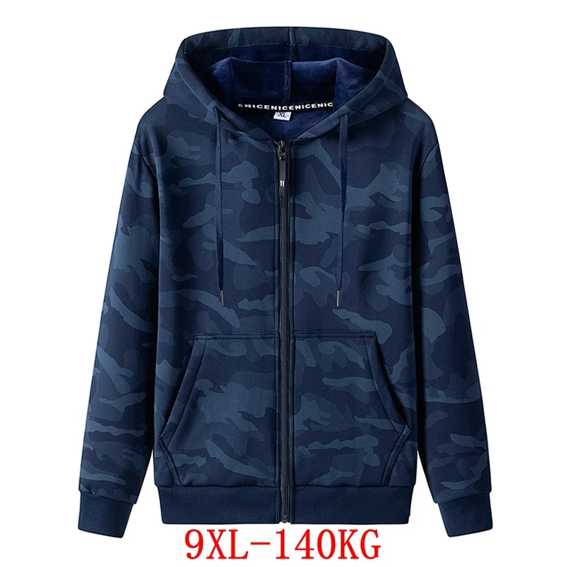 

Men's large Hoodie camouflage Sweatshirt 9xl 140kg oversize 5XL 6xl 7XL 8xl summer long sleeve zipper pocket blue big jacket