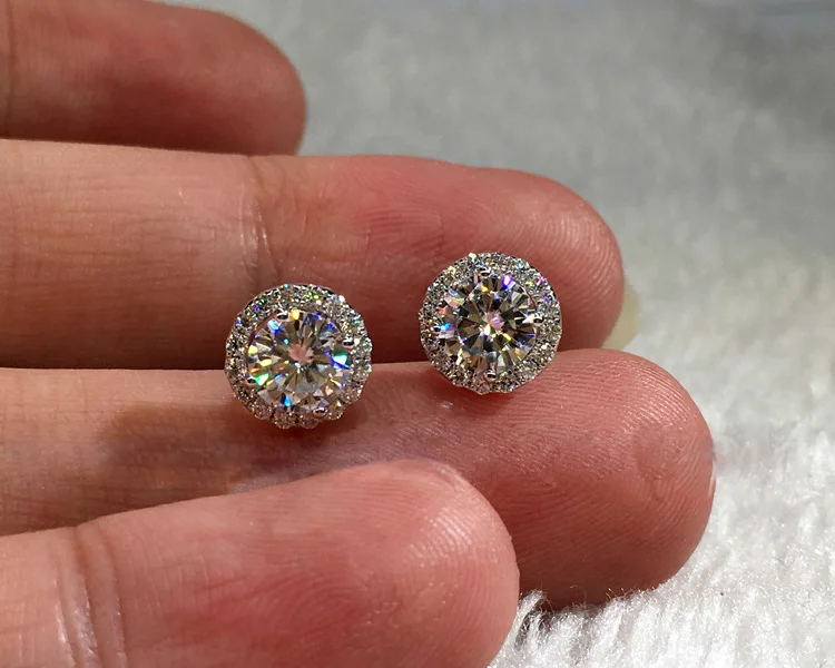 Pendientes de lujo para mujer, deslumbrantes pendientes de cristal de circón para boda, pendientes elegantes de Plata de Ley 925 cuadrados con temperamento para mujer